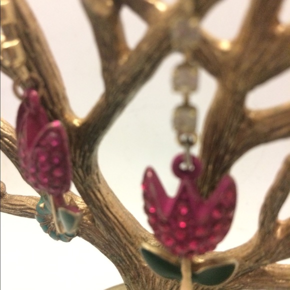 Betsey Johnson Pink Tulip Earrings - Picture 2 of 4